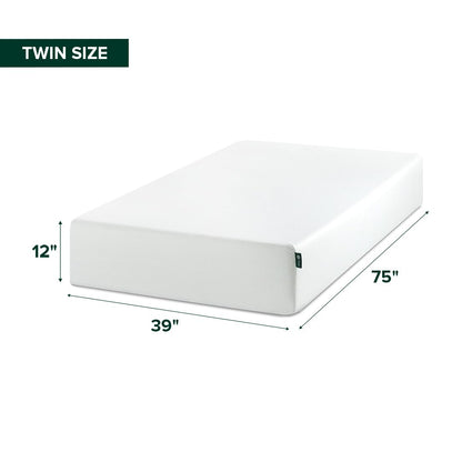 Zinus 12 Inch Twin Green Tea Memory Foam Mattress [New Version], Fiberglass Free, Medium Firm Feel, Zoned Pressure Relief, Certified Safe Foams & Fabric, Mattress in A Box