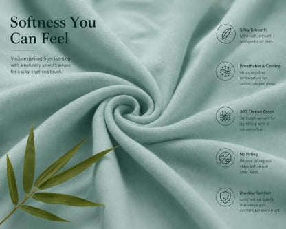 MRIDU Bamboo Viscose Bed Sheet Set - Queen, Serene Lagoon, 4-Piece
