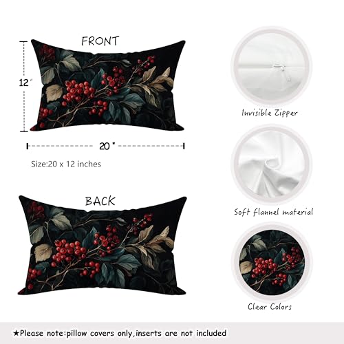 Christmas Berries Decorative Pillow Covers 12x20 - A-christmas Berries 2