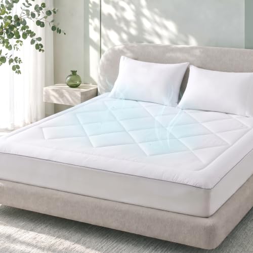 Luxury Queen Mattress Pad 8-21 Inch Deep Pocket Tencel Lyocell Bedding - White