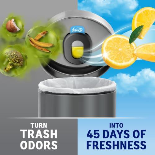 Febreze Trash Odor Fighter Stick-On Deodorizer for Garbage Cans, 4 Refills - Gain Original Scent