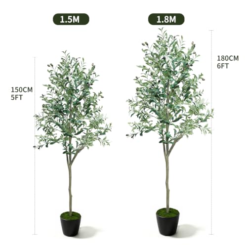 5ft Artificial Olive Tree Indoor with Planter and Decorative Moss