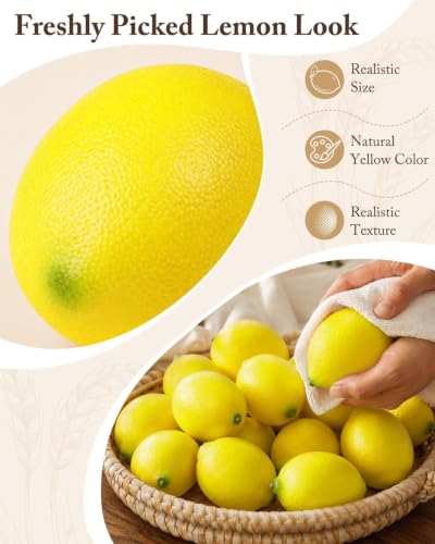 Mini Fake Lemons for Decoration - Yellow, 12 Pcs Faux Lemon Decor