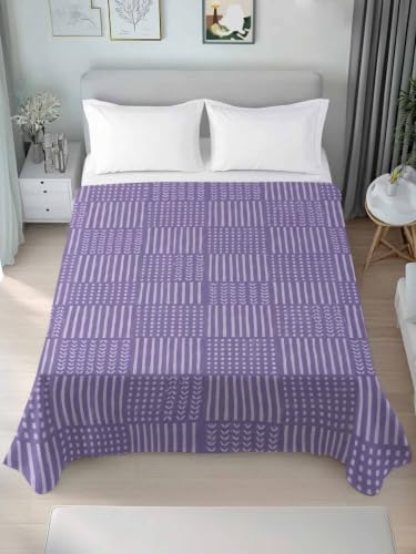 Purple King Flat Sheet Microfiber Bedding - Modern Geometric Checkered Lines