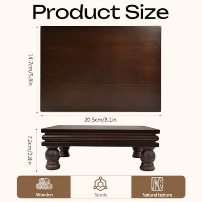 Dark Acacia Wood Display Riser Pedestal Stand with Beaded Edge - Hayunfiys