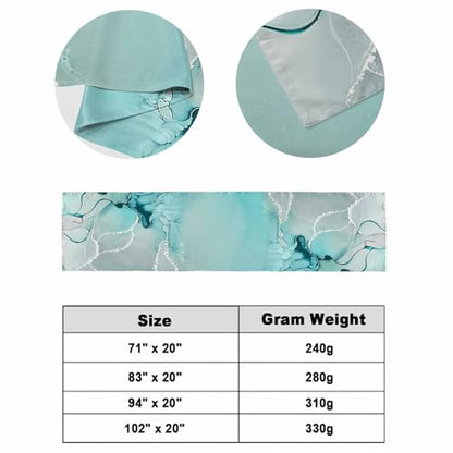 Twin Bed Aqua Marble Bed Runner - Decorative Fluid Art Bed Scarf 71x20in - CosyBright