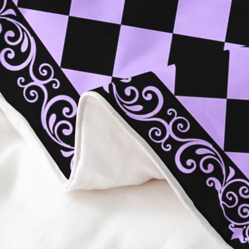 Purple Duvet Cover Set Twin Size Cotton Breathable Bedding with Pillow Shams - Boys Girls