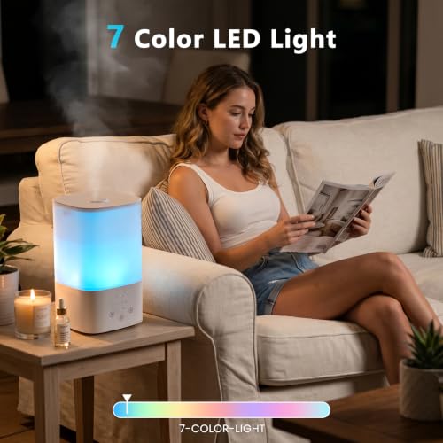 Electactic Touch Control Humidifier with 3.2L Capacity, 7 LED Colors & Aromatherapy
