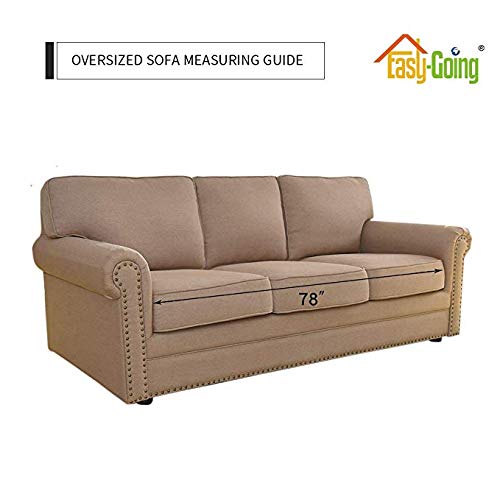 Easy-Going Reversible Oversized Couch Cover for 3 Cushion Couch Sofa Cover for Dogs Water Resistant Furniture Protector Cover with Foam Sticks for Pet (Oversized Sofa, Chocolate/Ivory)