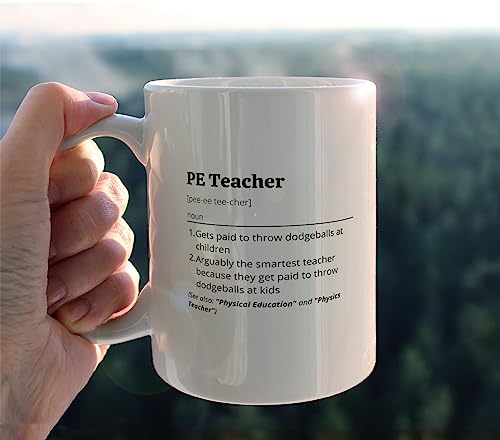 PE Teacher Ceramic Mug 11oz Coffee Tea Cup with Handle - Minimalist Design