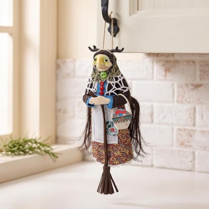Handmade Kitchen Witch Doll Hanging Decor - 7 Inch Good Luck Ornament