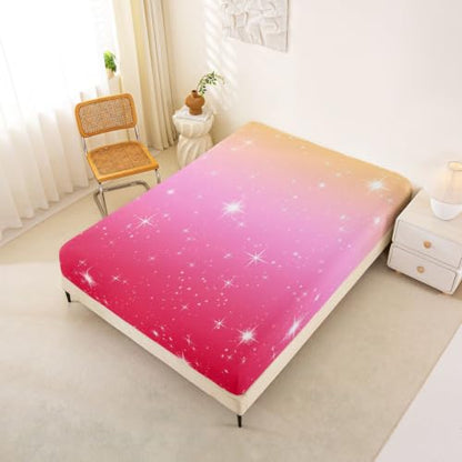 Girls Ombre Pink Red Bed Sheets Set Full Size 4 Piece Cozy & Soft