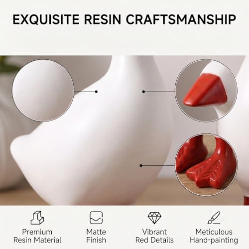 Mini Desk Goose Statue Set - Red 7 Inch Office Decor - 2 Pack