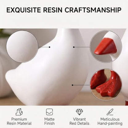 Mini Desk Goose Statue Set - Red 7 Inch Office Decor - 2 Pack