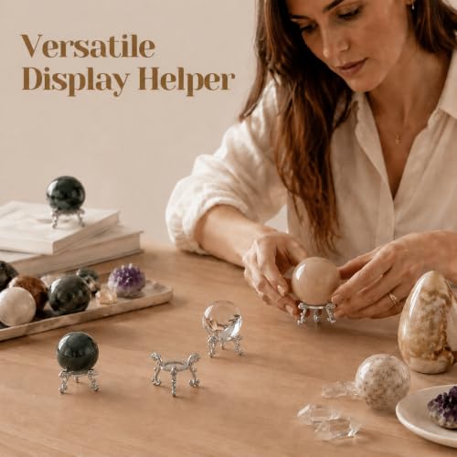 Silver Crystal Ball Stand Set - 10 Metal Display Holders for 40-80mm Spheres