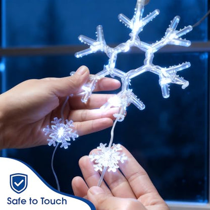 3 Pack Christmas Snowflake Window Lights - Battery Operated, Cool White, Indoor Decor