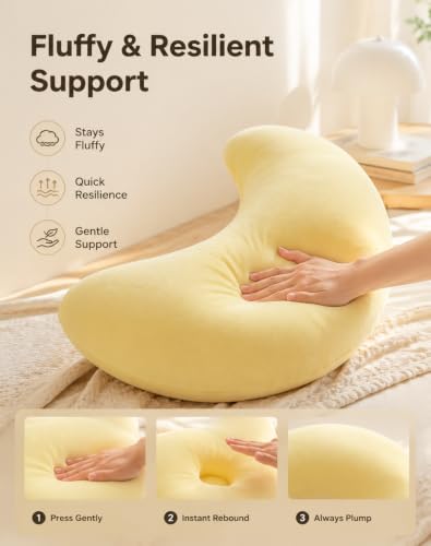 Moon Body Pillow - Yellow1, Plush Support Hug-Shaped Sleep Cushion