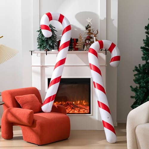 Inflatable Christmas Candy Canes Decoration 5.5 Ft - Red, Set of 4