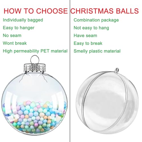 Clear Christmas Ornaments Balls - 12PCS Fillable Plastic Holiday Decorations