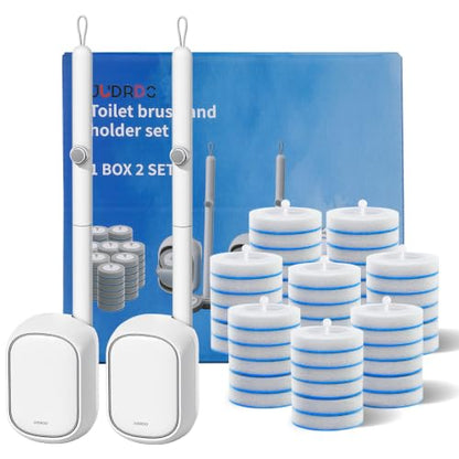 Disposable Toilet Brush System with 2 Reusable Handles & 48 Refills