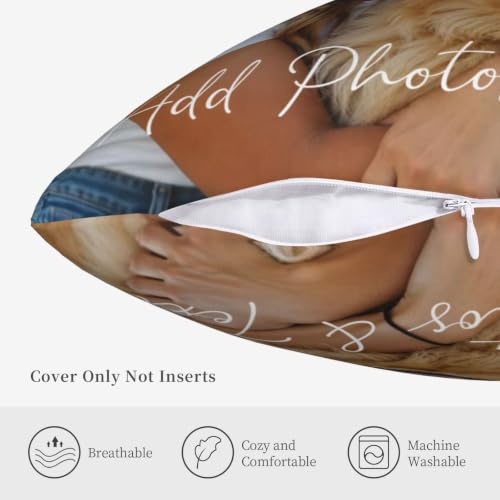 Personalized Pillow Cover with Photo & Text - 16x16 Inch Custom Throw Pillowcase - Pack of 1