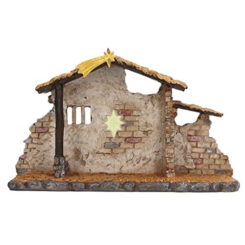 Nativity Scene Resin Stable Statue Christmas Manger with Star of Bethlehem for Home & Holiday Decor