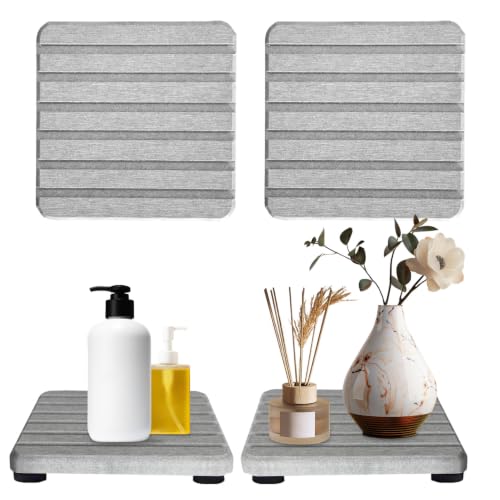 Gray Diatomite Sink Tray Set - Water Absorbing Coasters & Soap Holder