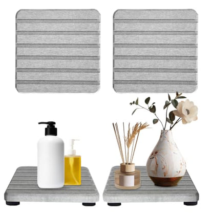 Gray Diatomite Sink Tray Set - Water Absorbing Coasters & Soap Holder