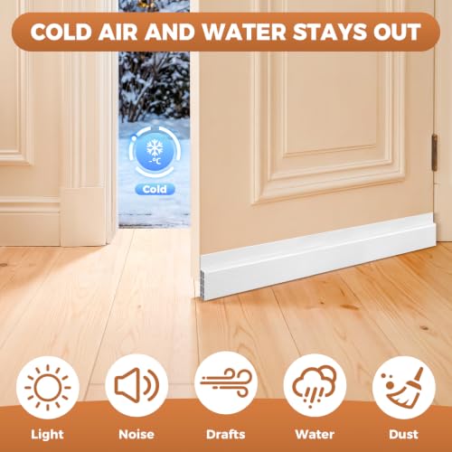 2 Pack Door Draft Stopper Under Door Seal Weather Stripping - White