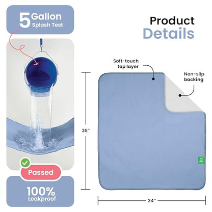 IMPROVIA® Washable Underpads, Heavy Absorbency Reusable Incontinence Pads for Kids, Adults, Elderly, and Pets, Waterproof Protection Floor (Blue, 18"x24" (Pack of 4))
