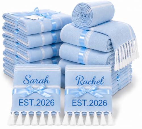 Personalized Turkish Beach Towel with Embroidered Name - Light Blue 40x71 Oversized Pool & Beach Accessory