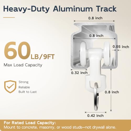 White Aluminum Ceiling Curtain Track 3-6ft Pack - Wall & Ceiling Mount