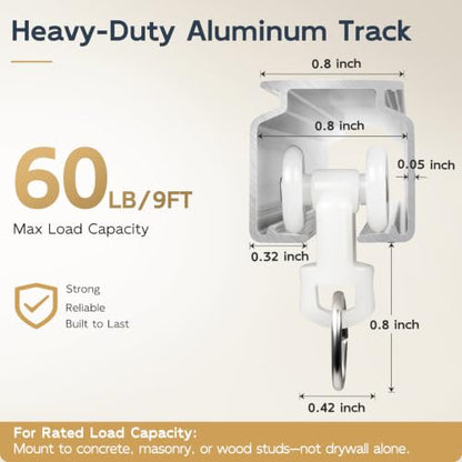 White Aluminum Ceiling Curtain Track 3-6ft Pack - Wall & Ceiling Mount