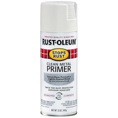 Rust-Oleum 7780830 Stops Rust Clean Metal Primer Spray, 12 oz, Flat White