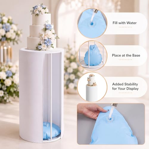 Party Water-Weighted Cylinder Stands Set with 5 Heights for Events