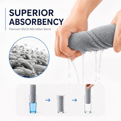 Microfiber Cleaning Cloth Roll 80 PCS Reusable Grey, 12x12 Inches