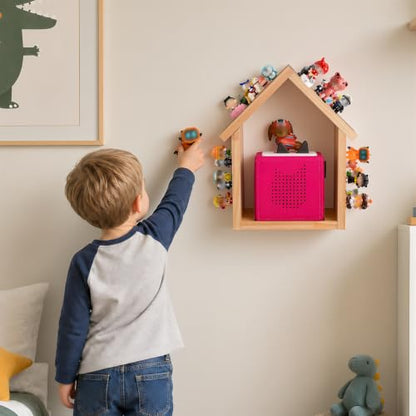 Wooden Wall Shelf for Tonies Figures - House Shape, Fits Toniesbox 1 & 2