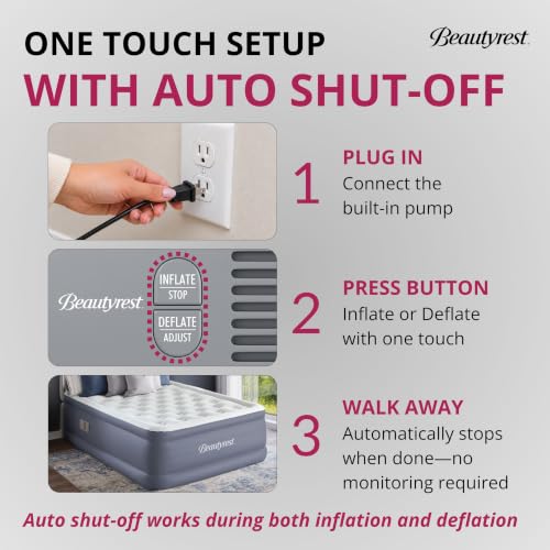 Queen Size Air Mattress with Auto Pump - 24 Inch Tall, Soft Flocked Top