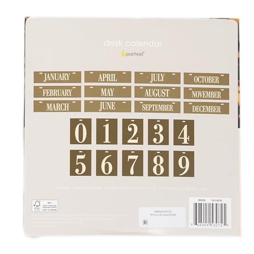 Olive Tortoiseshell Desk Calendar - Reusable Flip Date Cards, Elegant Office Accessory