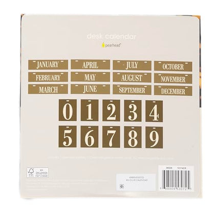 Olive Tortoiseshell Desk Calendar - Reusable Flip Date Cards, Elegant Office Accessory