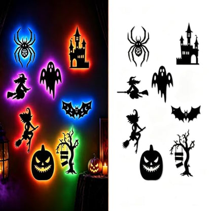 Halloween LED Silhouette Wall Decor Lights 32PCS Spooky Bat Ghost Pumpkin