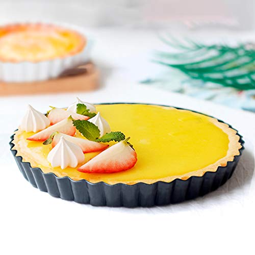 Meichu Tart Pans with Removable Bottom Set of 3, 8 inch 10 inch 12 inch Round Non stick Quiche Pans Cake Pans for Baking Pizza Fruit Mousse Christmas Dessert