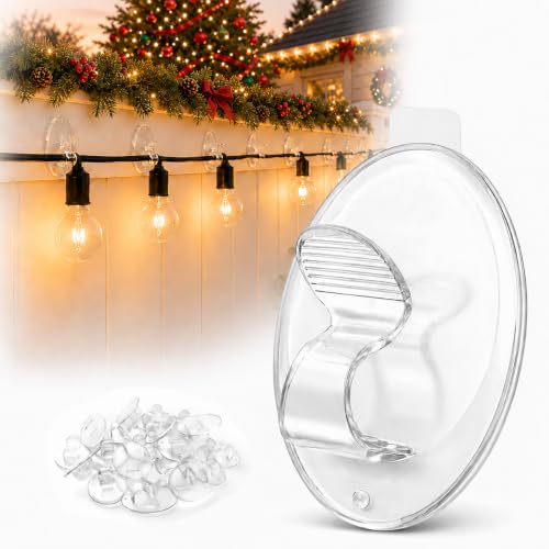 Clear Outdoor String Lights Adhesive Hooks - 40Pcs Heavy Duty Clips