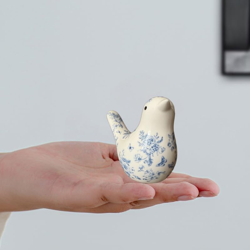 Cyan Bird Toilet Bolt Covers Set of 2 Ceramic Bathroom Decor