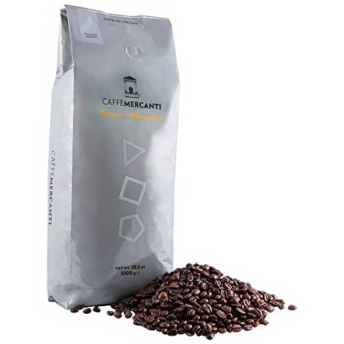 Caffe Mercanti Oro Italian Roast Coffee Whole Beans - 2.2lb Bag - Fresh Roasted Napoli Italiano Caffe - Oro: the Perfect Boost to Feel More Energized - Non-GMO