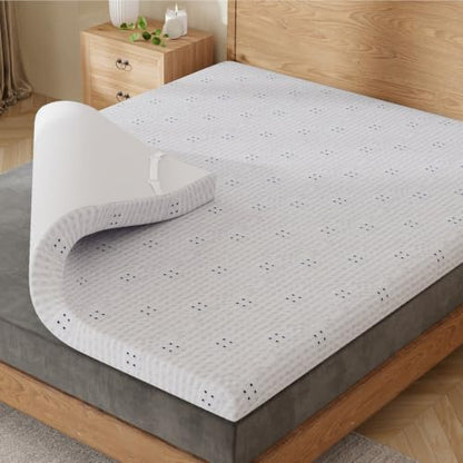 Full Size 3 Inch Gel Infused Memory Foam Mattress Topper - White