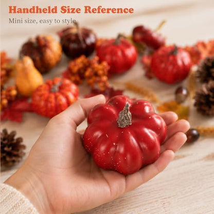Mini Artificial Pumpkins Fall Decor Set - 54pcs Autumn Harvest Decorations