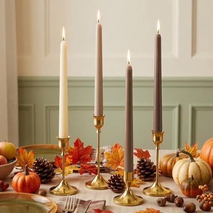 Gradient Brown 4 Pack Fall Taper Candles - 10 Inch Unscented & Smokeless