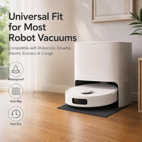 Light Gray Waterproof Carpet Mat for Roborock, Dreame & Vacuum Cleaners