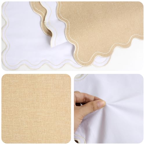 Burlap Table Runner 14x36 Inch with Scalloped Edges - Fall Rustic Home Decor (Variation: Burlap / 36 Inch)